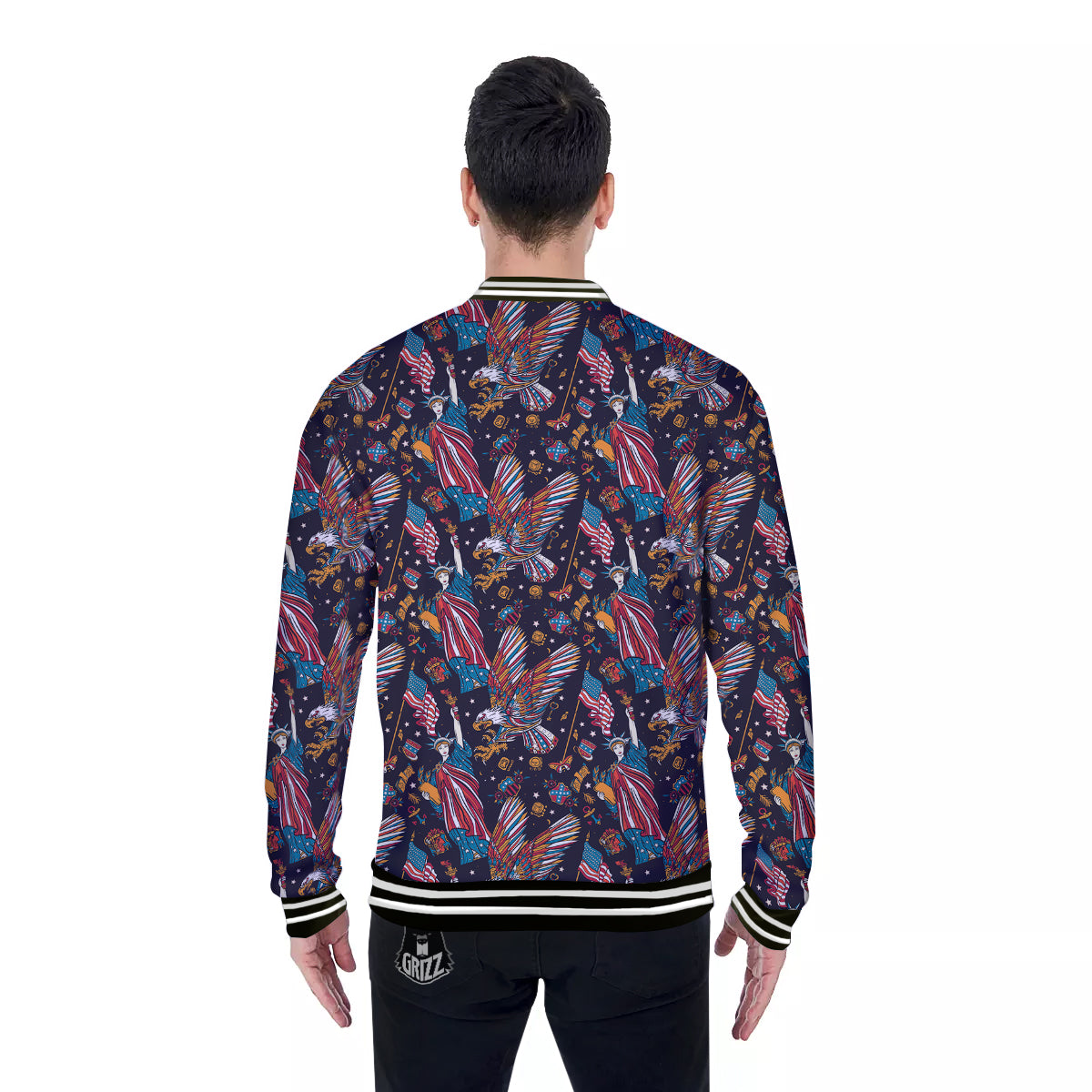 American Independence Day Print Pattern Baseball Jacket-grizzshop
