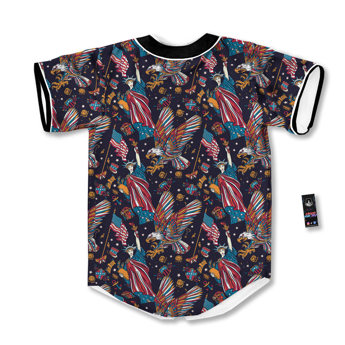 American Independence Day Print Pattern Baseball Jersey-grizzshop