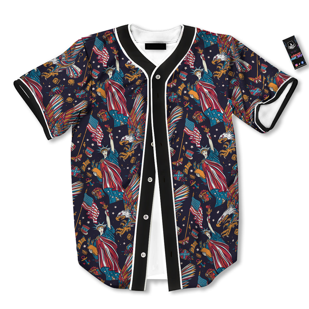 American Independence Day Print Pattern Baseball Jersey-grizzshop