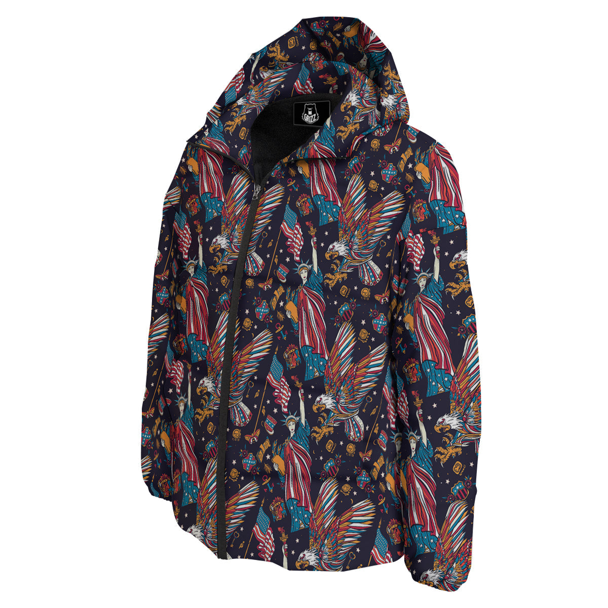 American Independence Day Print Pattern Down Jacket-grizzshop