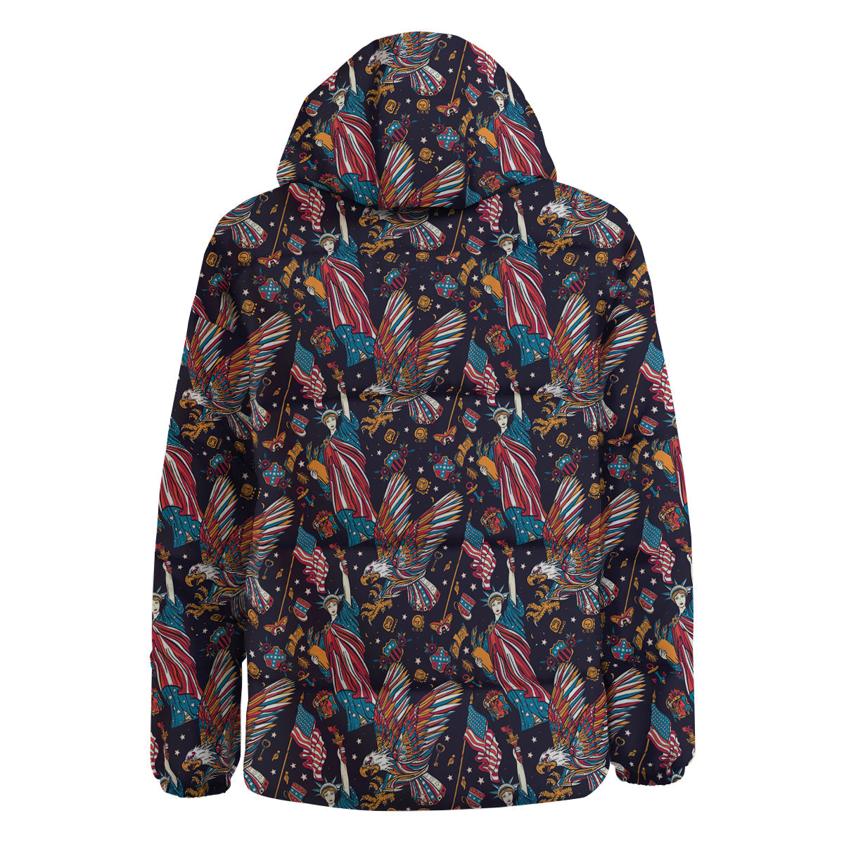 American Independence Day Print Pattern Down Jacket-grizzshop