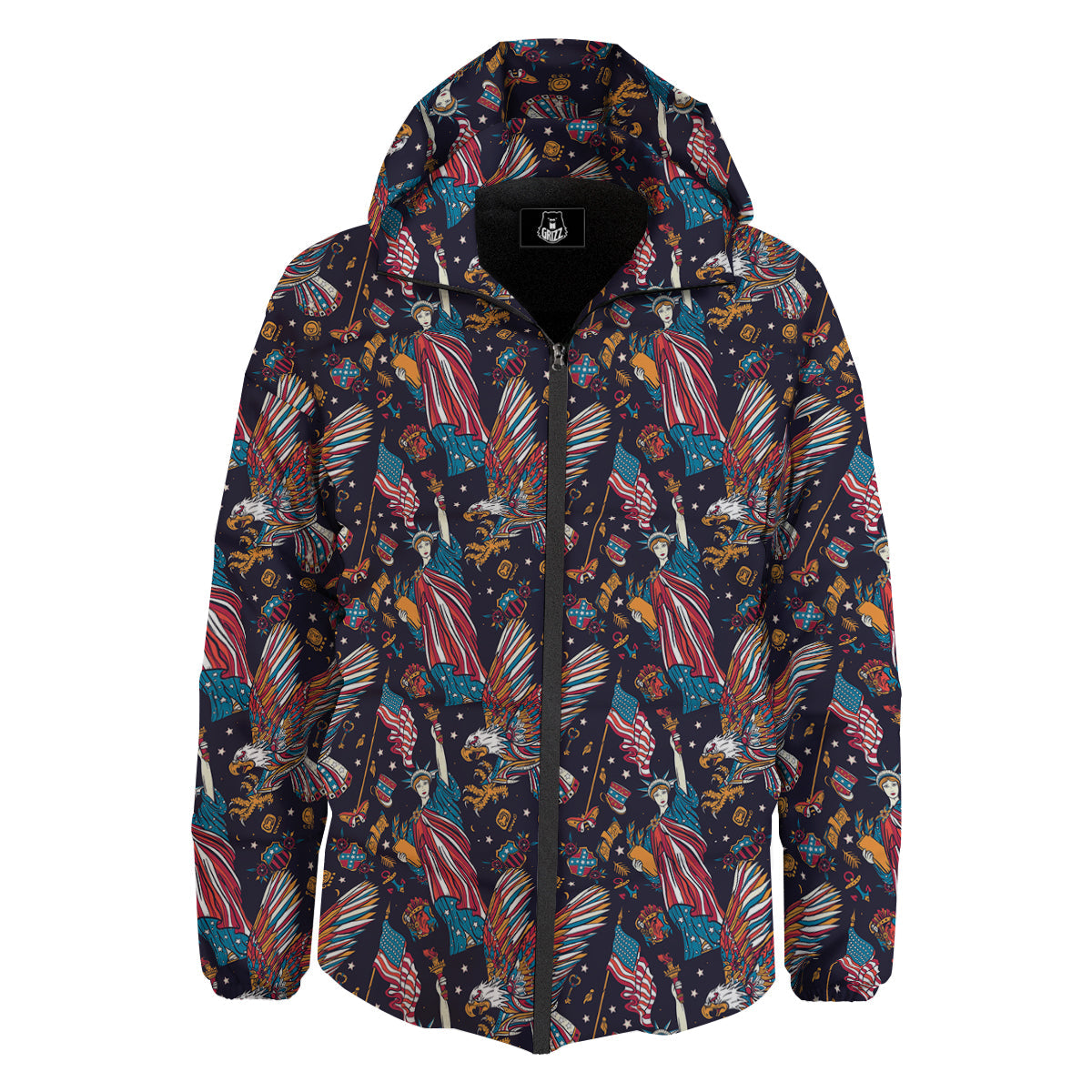American Independence Day Print Pattern Down Jacket-grizzshop