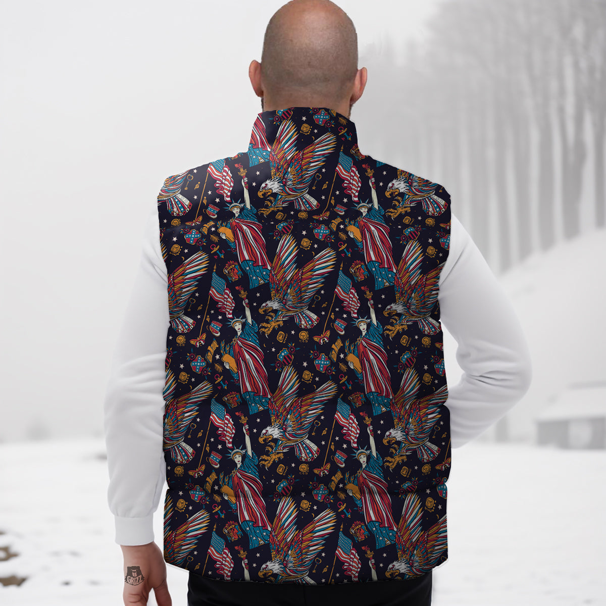 American Independence Day Print Pattern Down Vest
