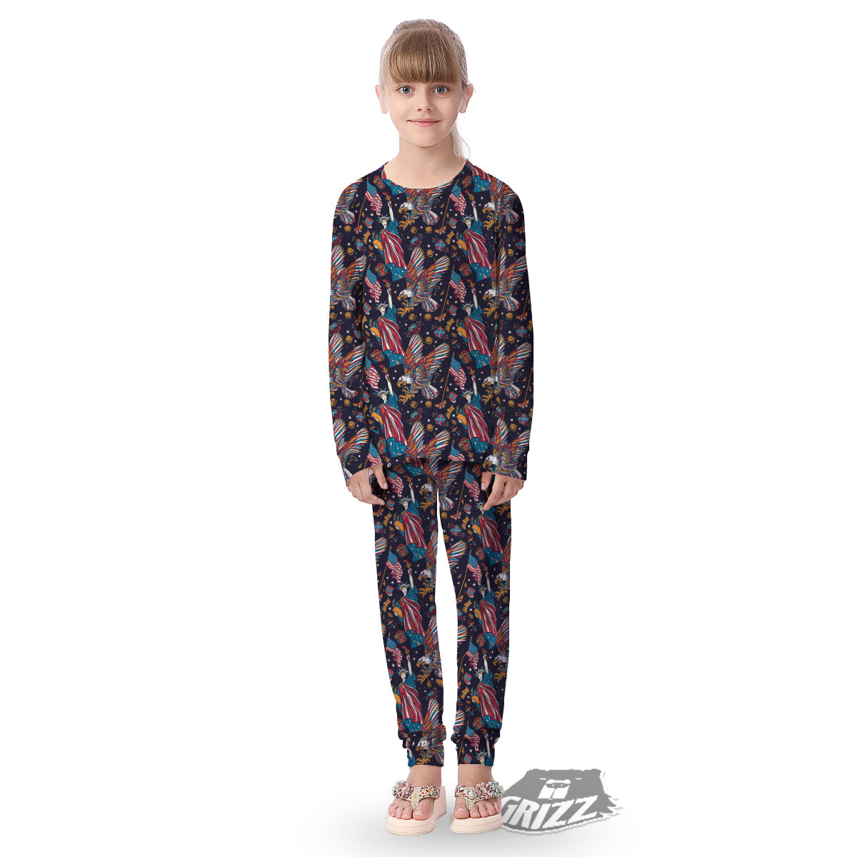 American Independence Day Print Pattern Kid's Pajamas-grizzshop
