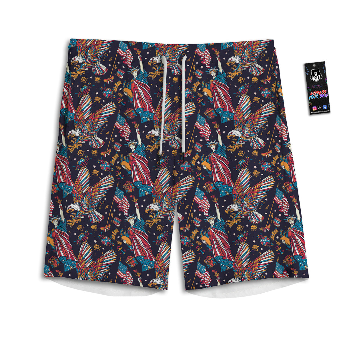 American Independence Day Print Pattern Men's Athletic Shorts