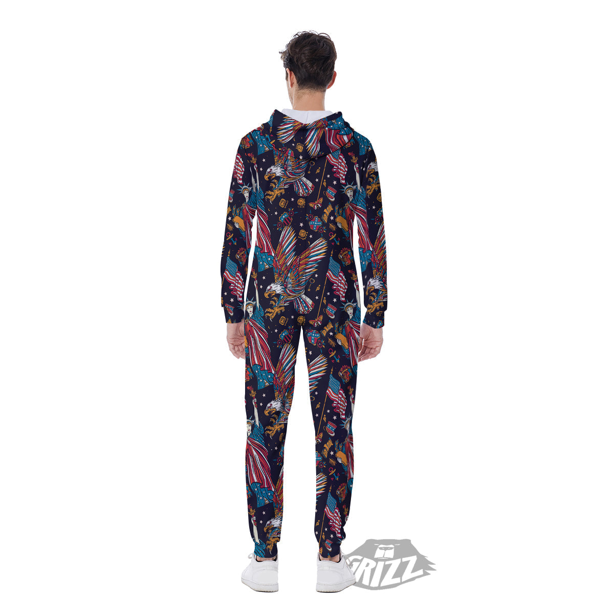 American Independence Day Print Pattern Men's Jumpsuit-grizzshop