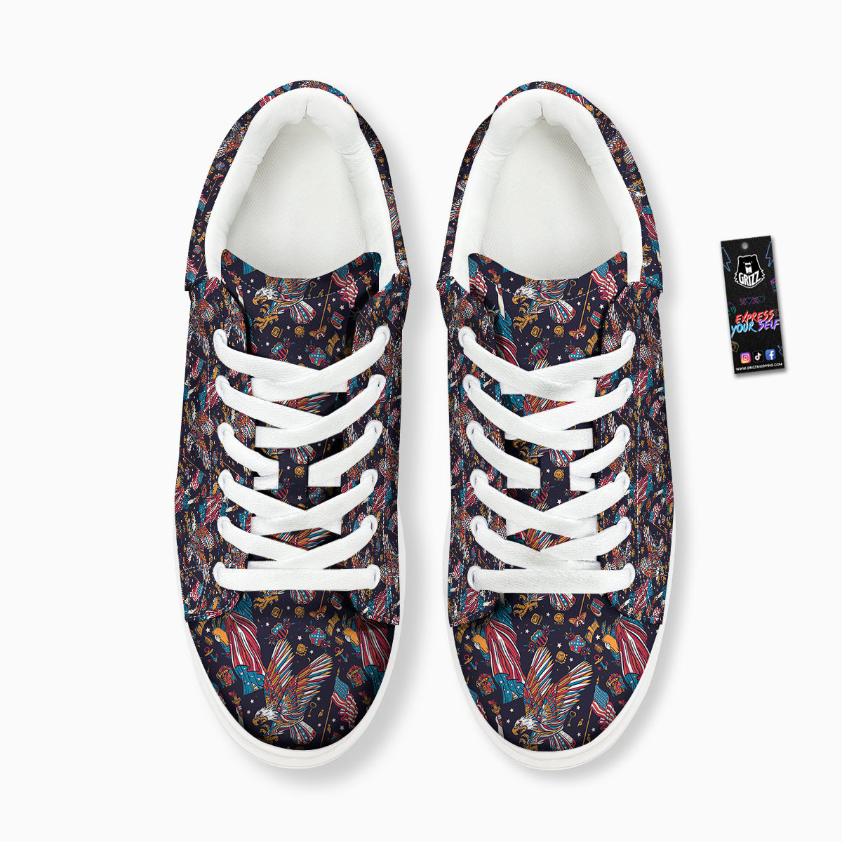 American Independence Day Print Pattern Platform Shoes-grizzshop