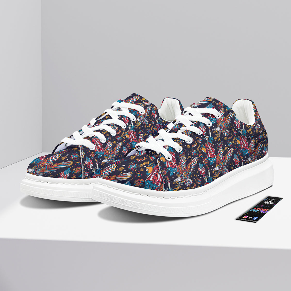 American Independence Day Print Pattern Platform Shoes-grizzshop