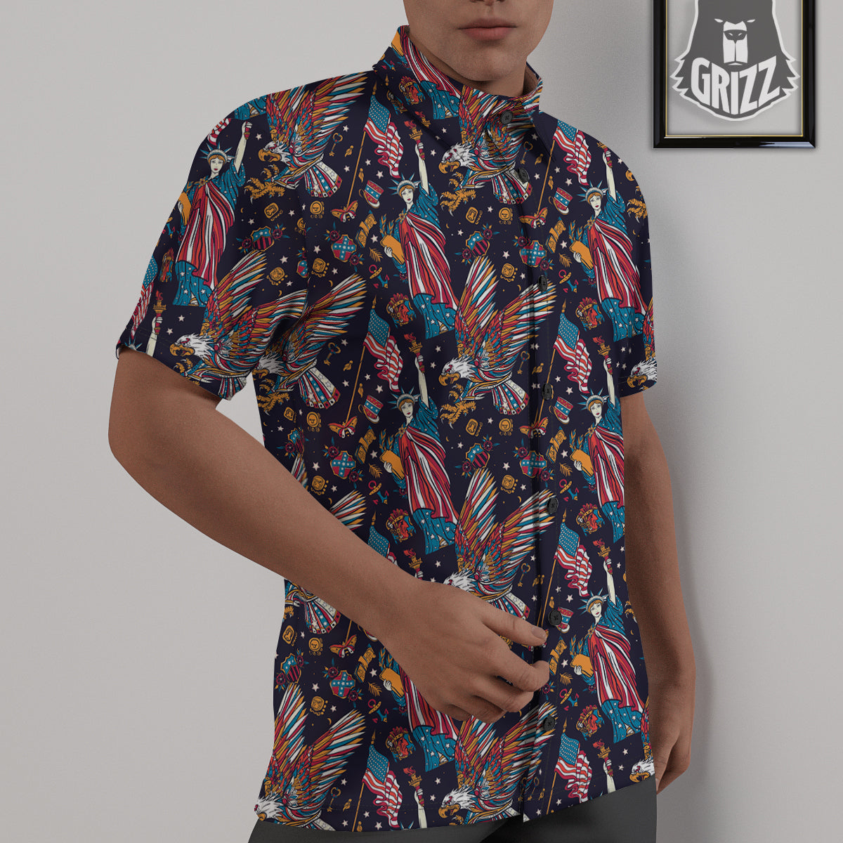 American Independence Day Print Pattern Untucked Shirts-grizzshop