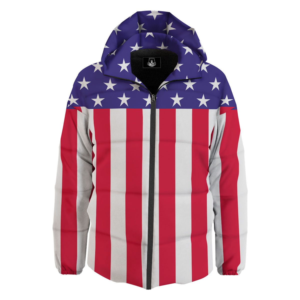 American Military Flag Print Down Jacket-grizzshop