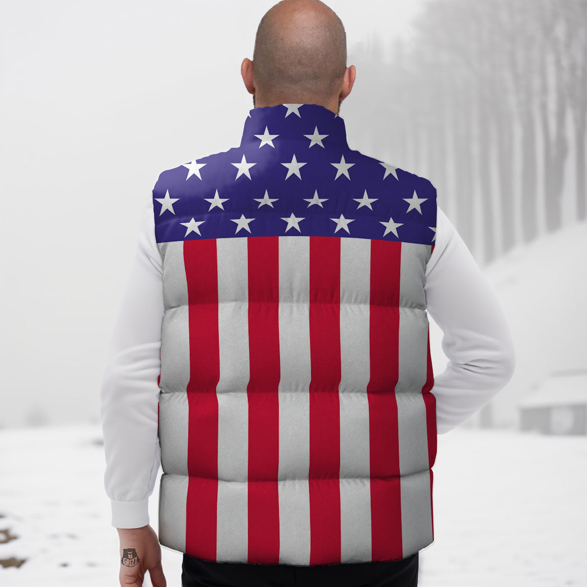 American Military Flag Print Down Vest