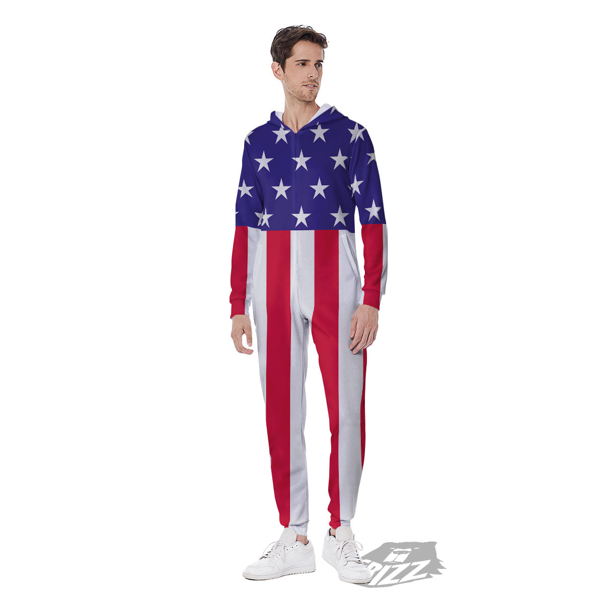 American Military Flag Print Men's Jumpsuit-grizzshop