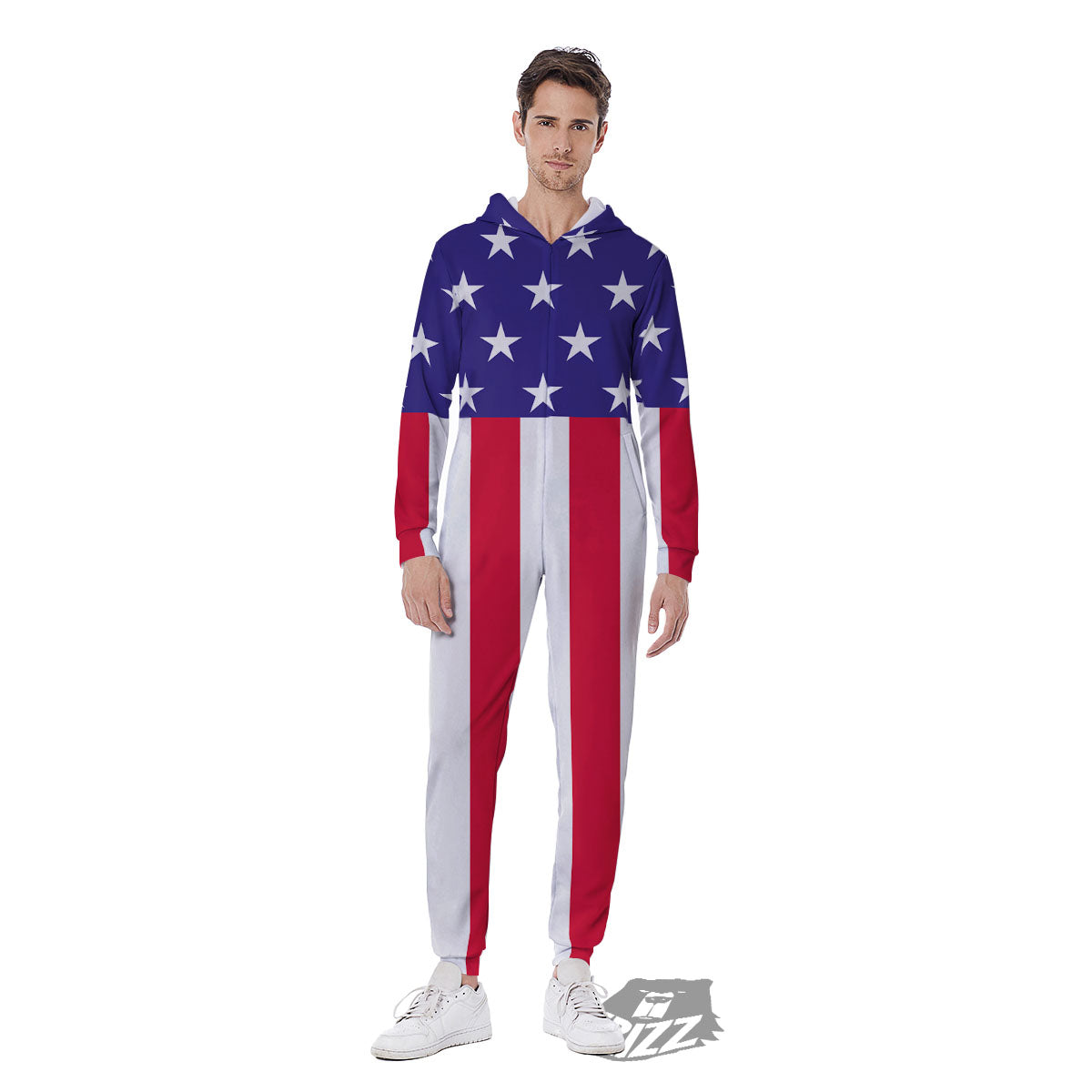 American Military Flag Print Men's Jumpsuit-grizzshop