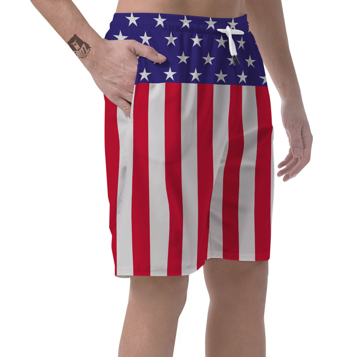 American Military Flag Print Men's Shorts-grizzshop