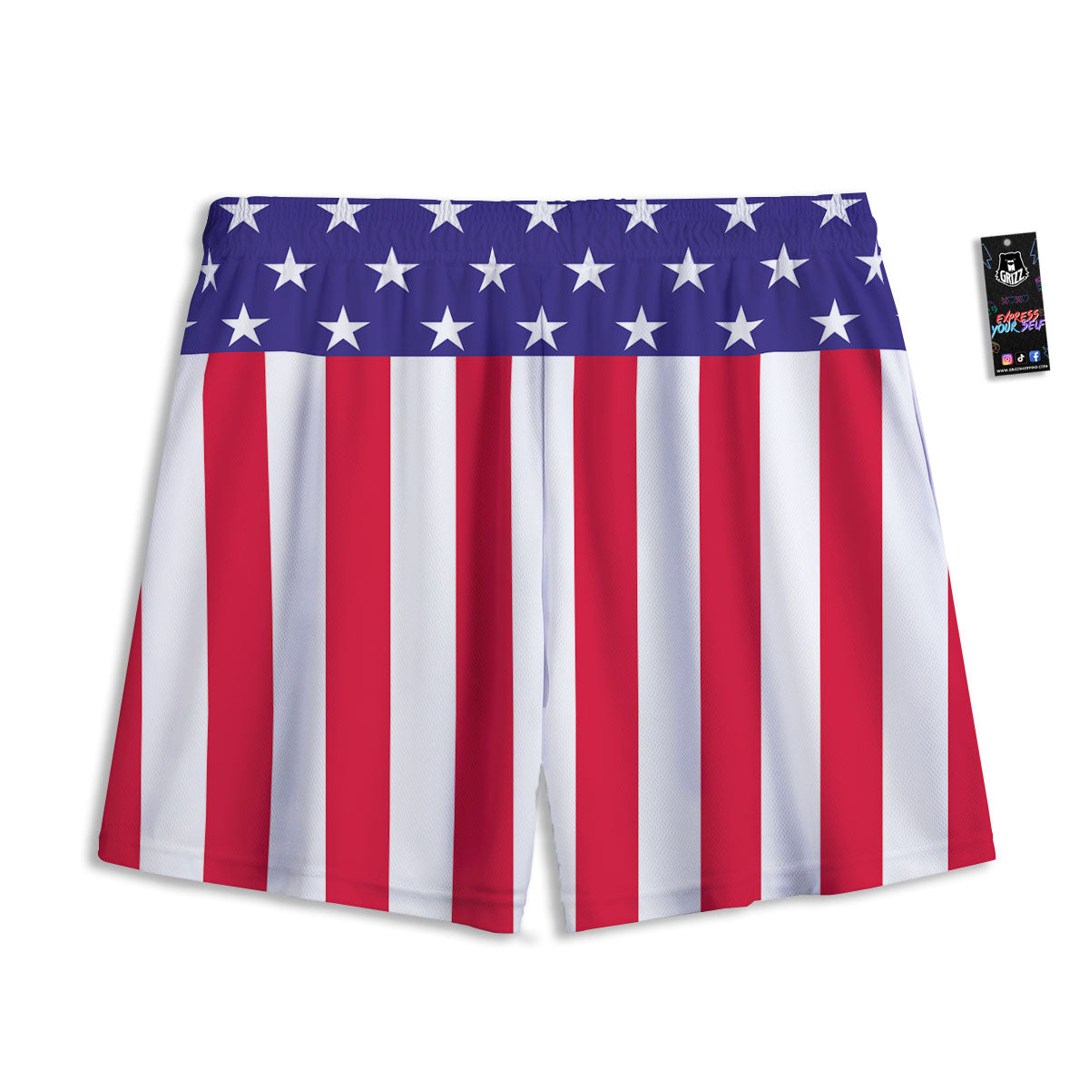 American Military Flag Print Mesh Shorts