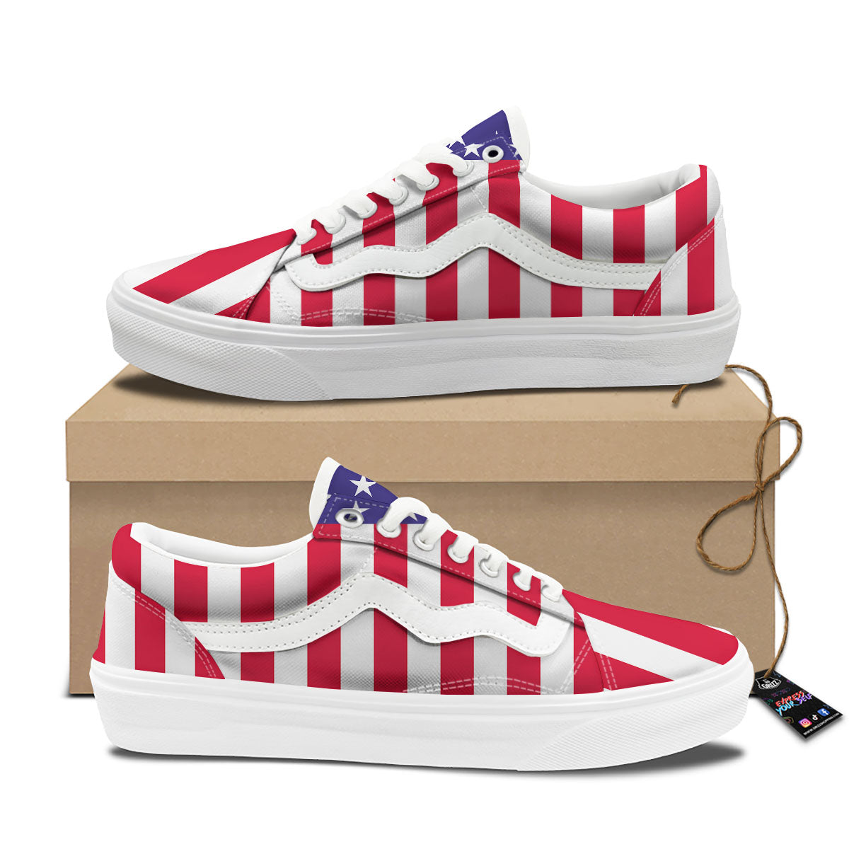 American Military Flag Print Skate Shoes-grizzshop