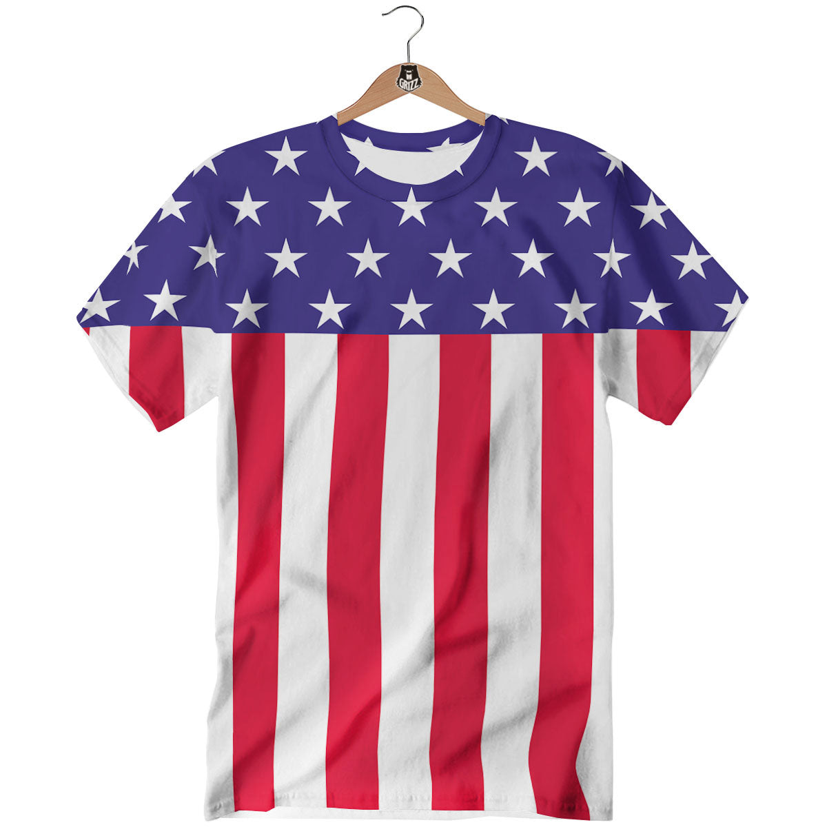 American Military Flag Print T-Shirt-grizzshop