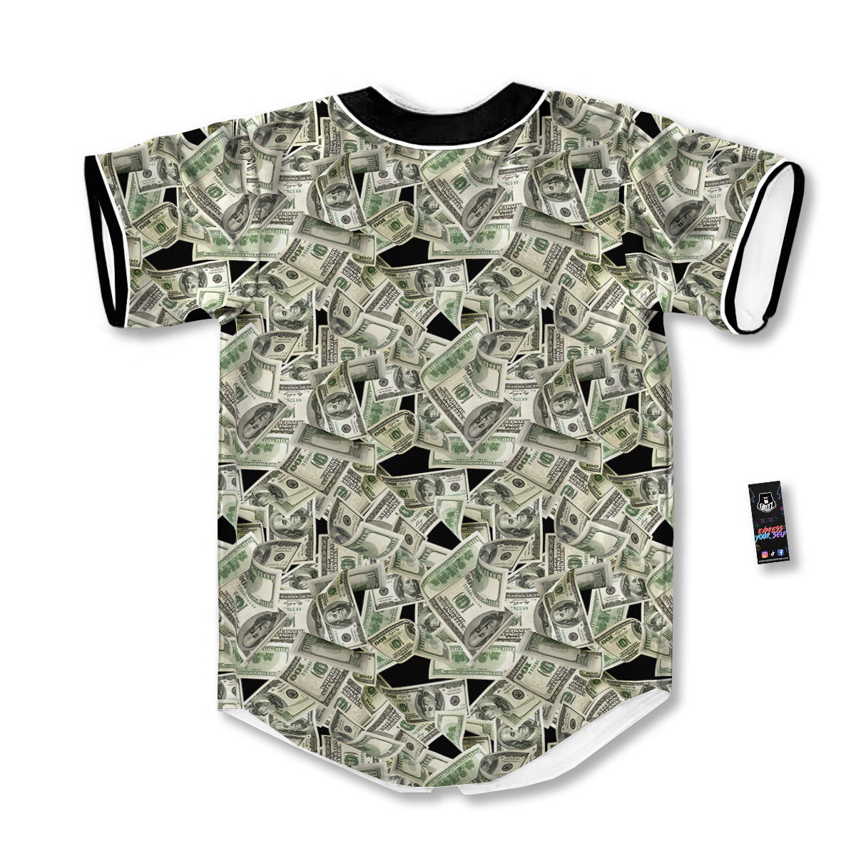 American Money US Dollars Print Pattern Baseball Jersey-grizzshop