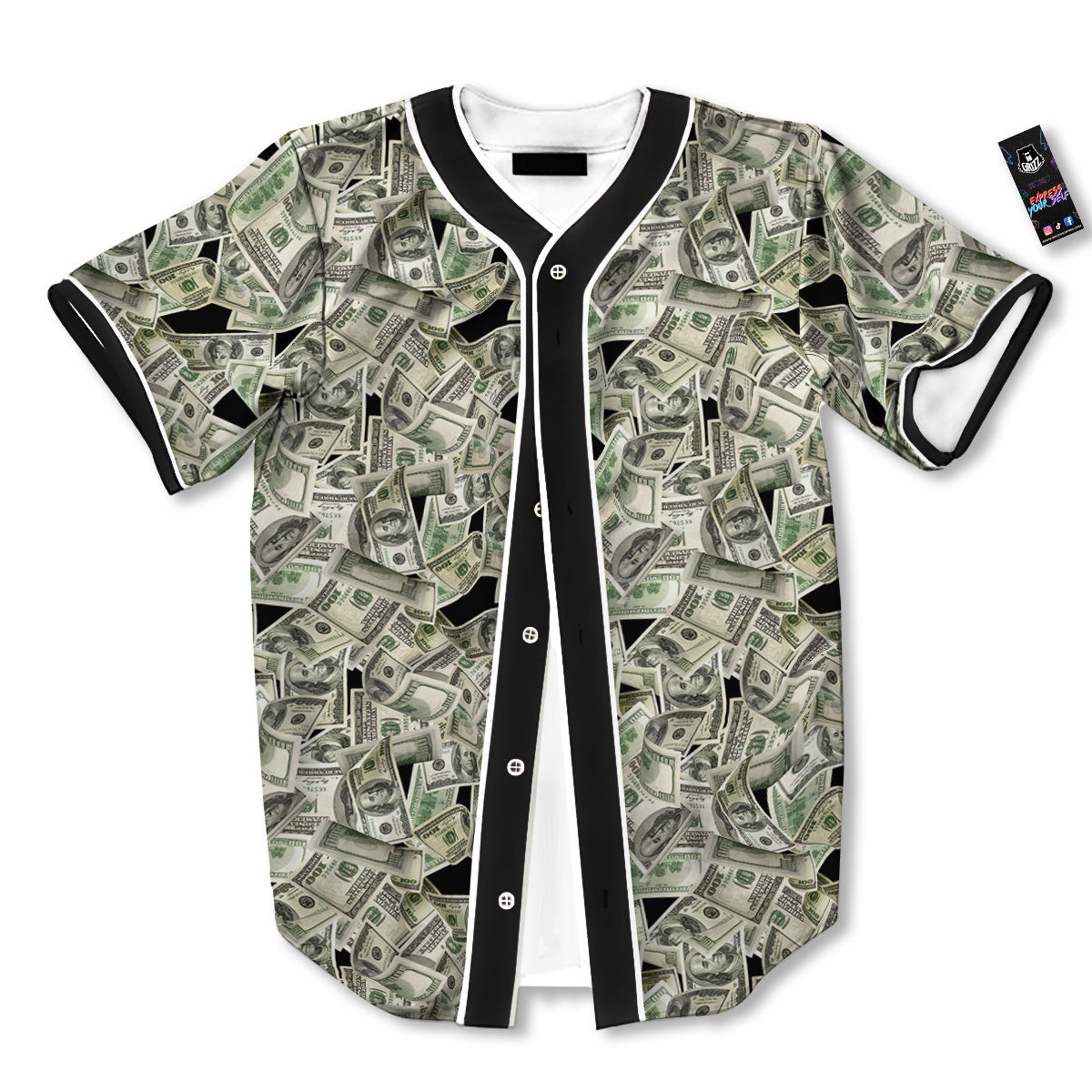 American Money US Dollars Print Pattern Baseball Jersey-grizzshop