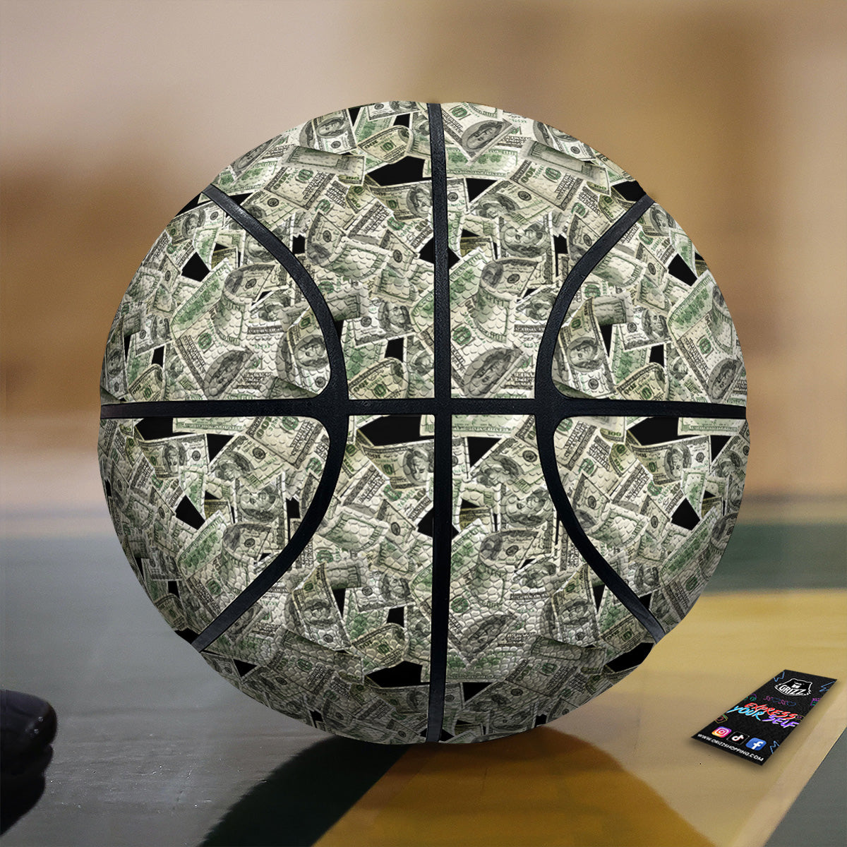 American Money US Dollars Print Pattern Basketball-grizzshop