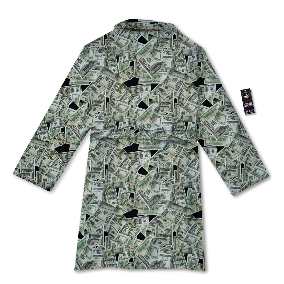 American Money US Dollars Print Pattern Bathrobe-grizzshop