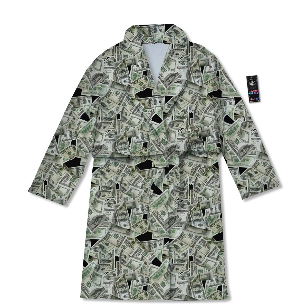 American Money US Dollars Print Pattern Bathrobe-grizzshop