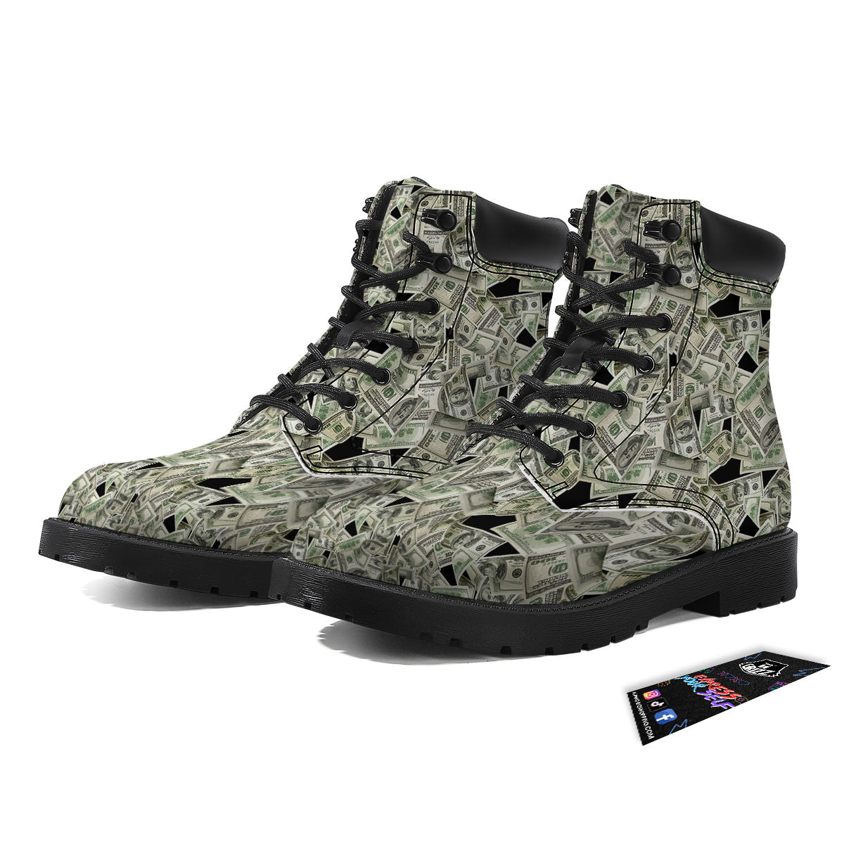 American Money US Dollars Print Pattern Boots-grizzshop