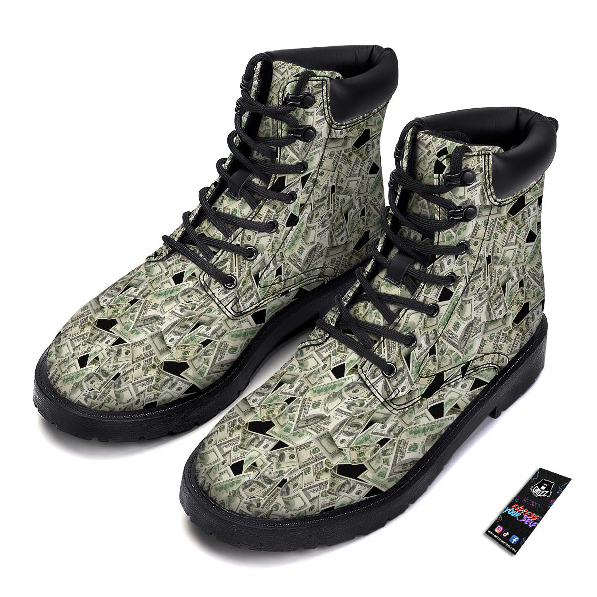 American Money US Dollars Print Pattern Boots-grizzshop