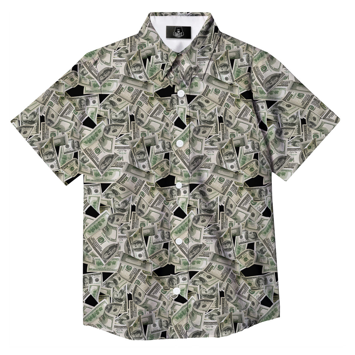 American Money US Dollars Print Pattern Button Up Shirt-grizzshop