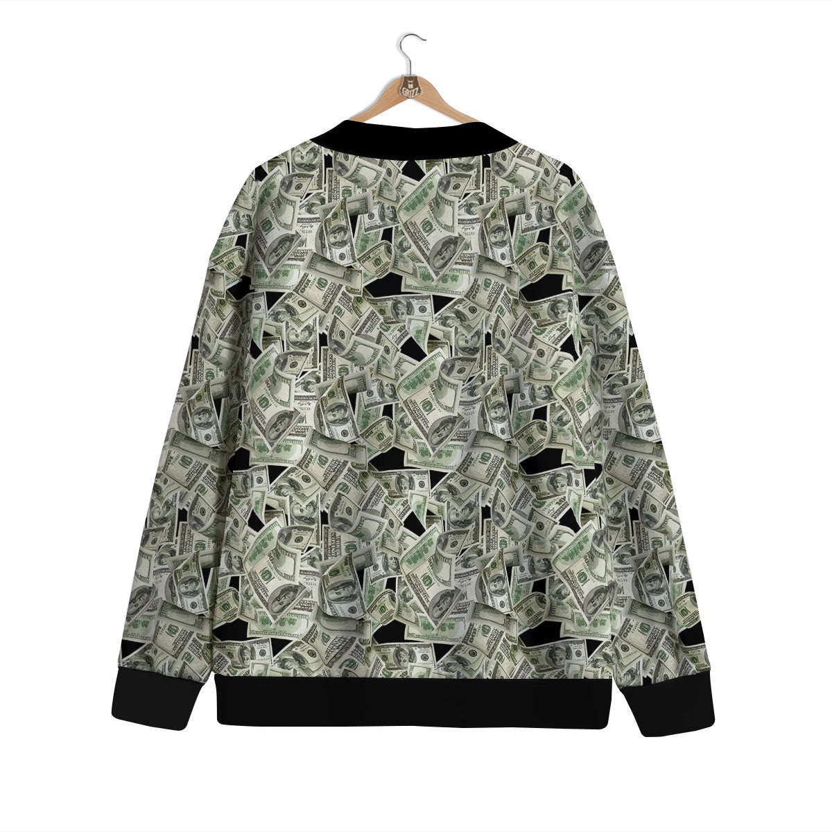 American Money US Dollars Print Pattern Cardigan-grizzshop