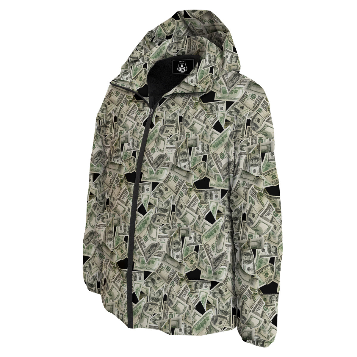 American Money US Dollars Print Pattern Down Jacket-grizzshop