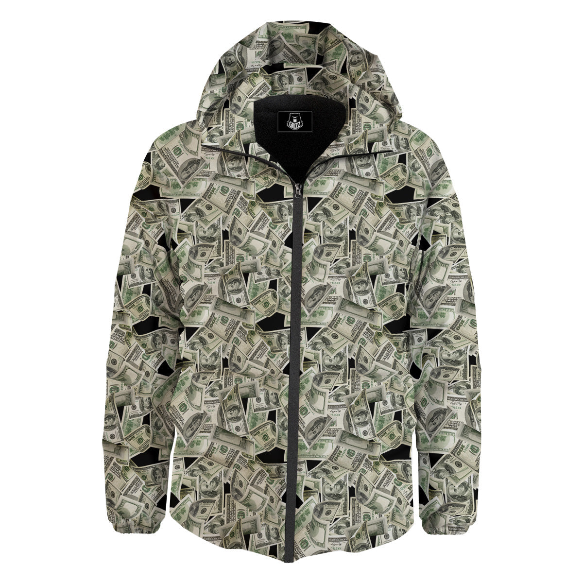 American Money US Dollars Print Pattern Down Jacket-grizzshop