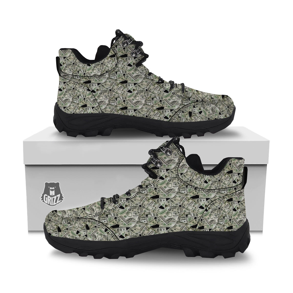 American Money US Dollars Print Pattern Hiking Shoes-grizzshop