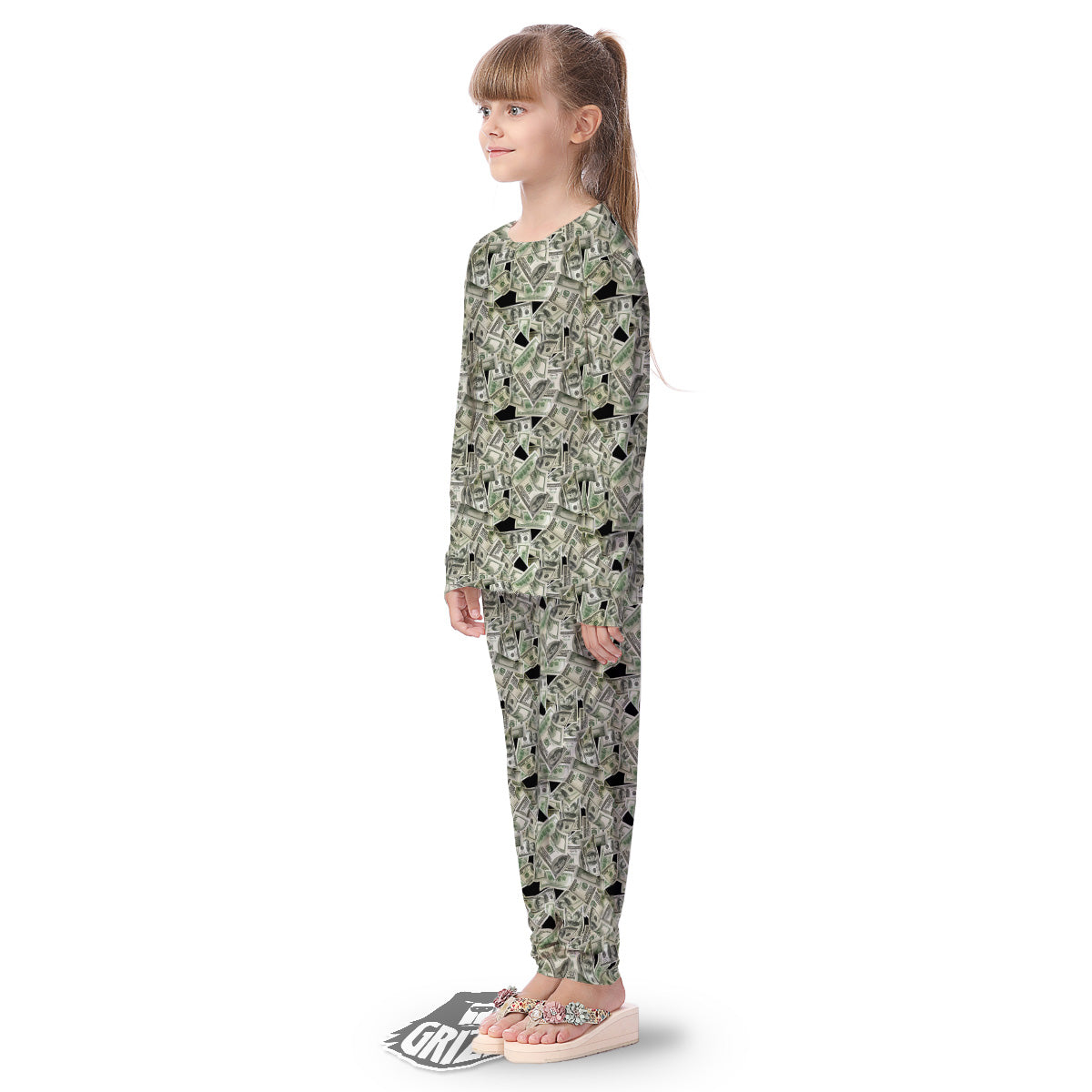 American Money US Dollars Print Pattern Kid's Pajamas-grizzshop