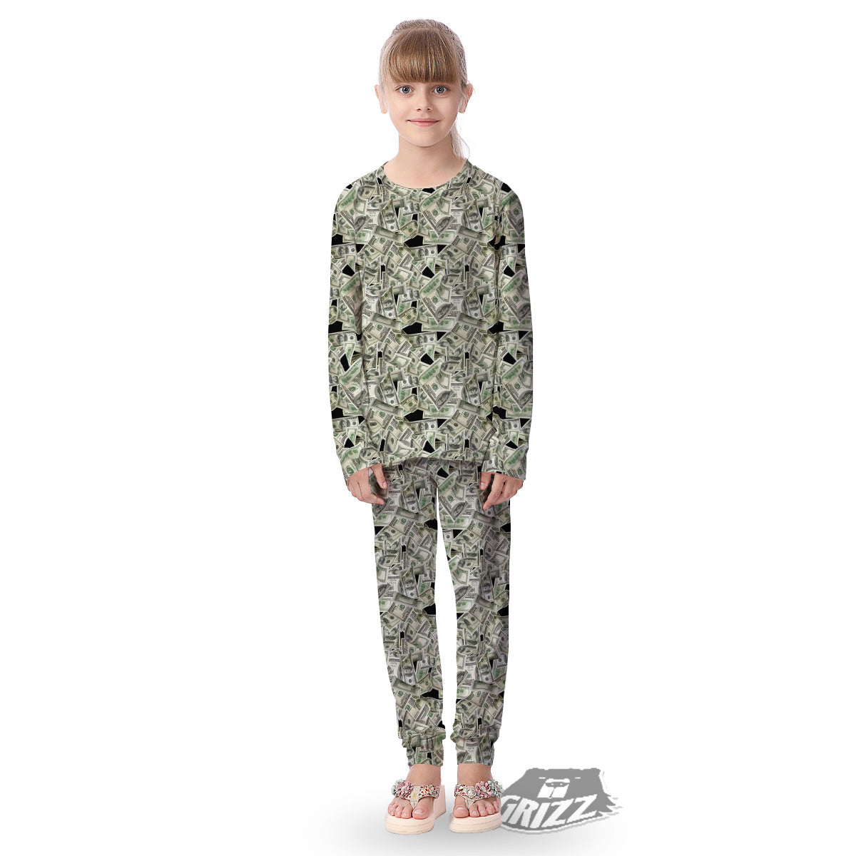 American Money US Dollars Print Pattern Kid's Pajamas-grizzshop