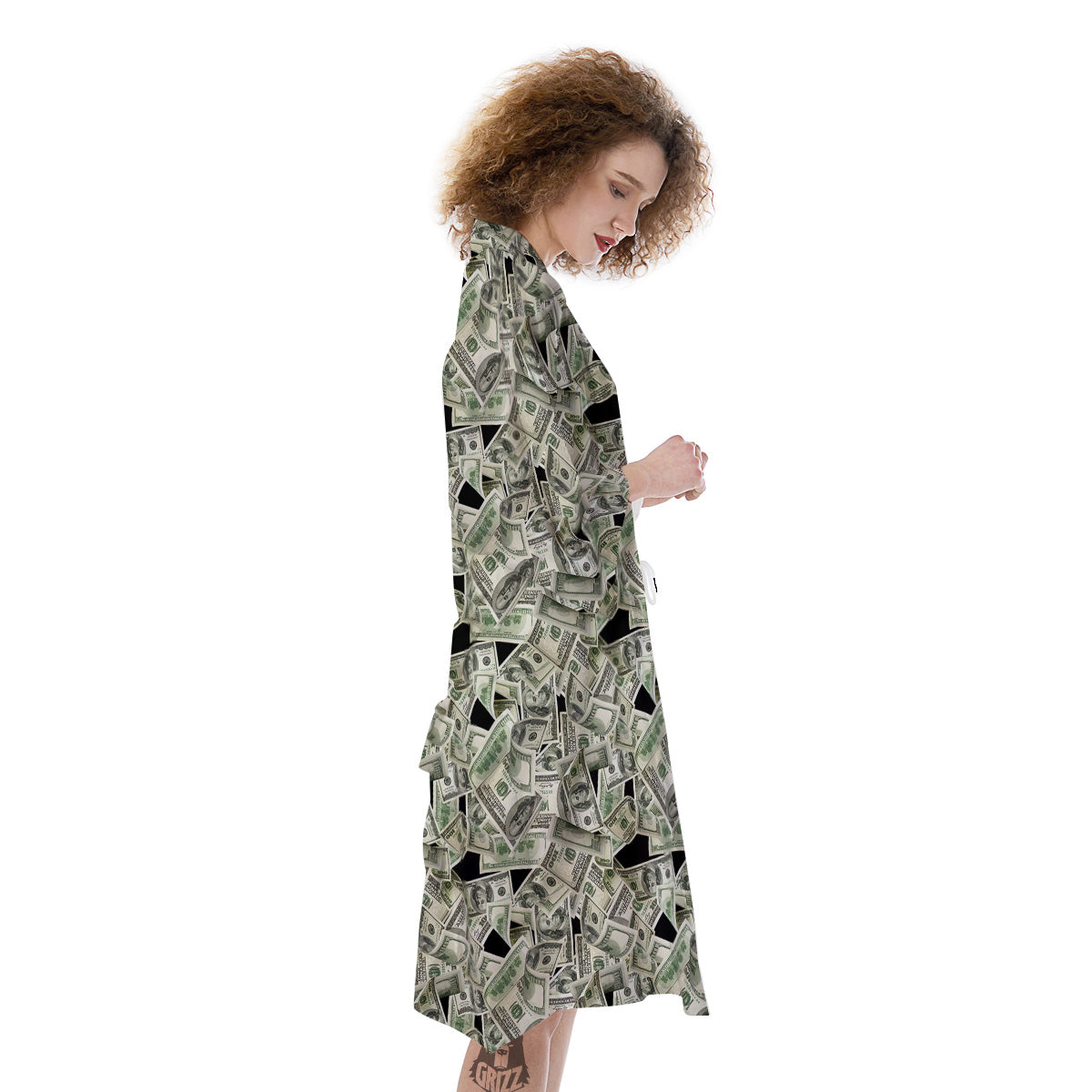 American Money US Dollars Print Pattern Kimono-grizzshop