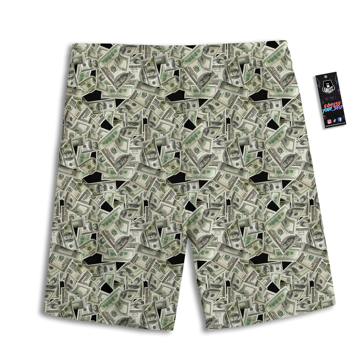 American Money US Dollars Print Pattern Men's Athletic Shorts