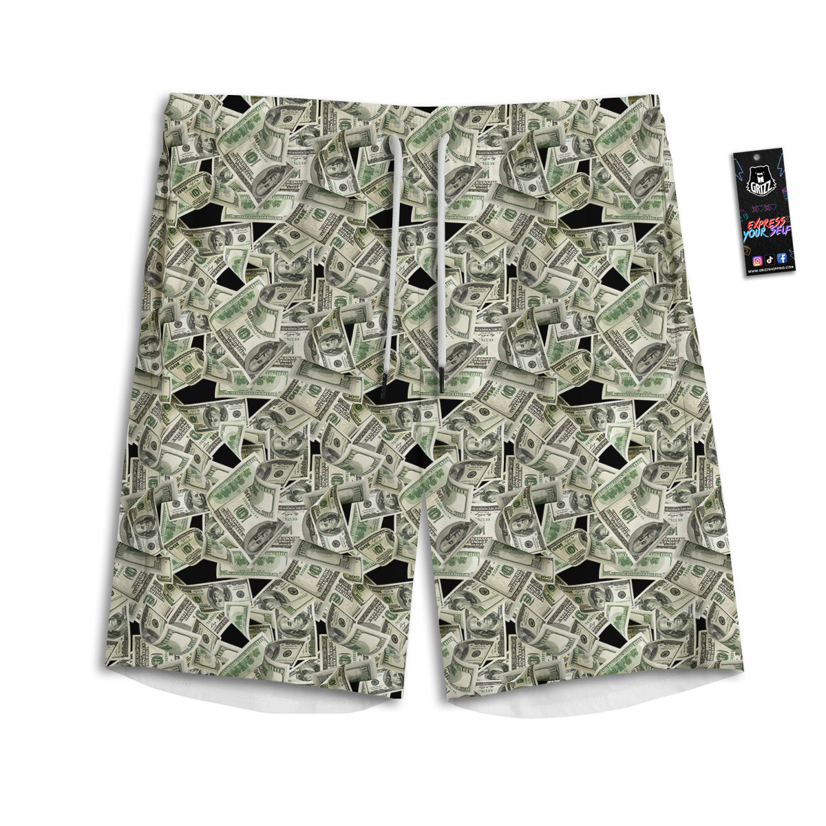 American Money US Dollars Print Pattern Men's Athletic Shorts