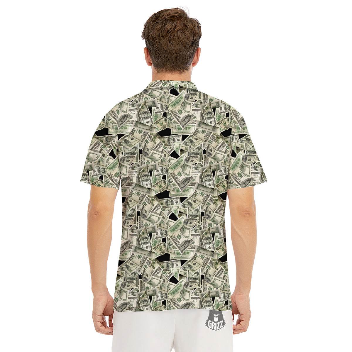 American Money US Dollars Print Pattern Men's Golf Shirts-grizzshop