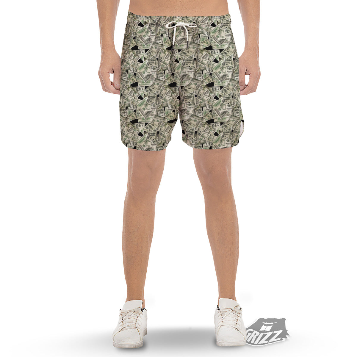 American Money US Dollars Print Pattern Men's Gym Shorts-grizzshop