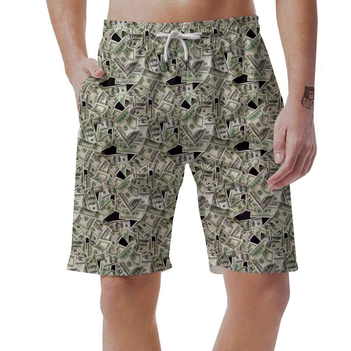 American Money US Dollars Print Pattern Men's Shorts-grizzshop