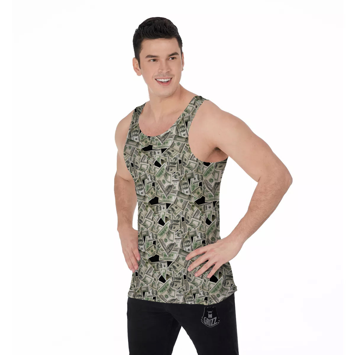 American Money US Dollars Print Pattern Men's Tank Top-grizzshop
