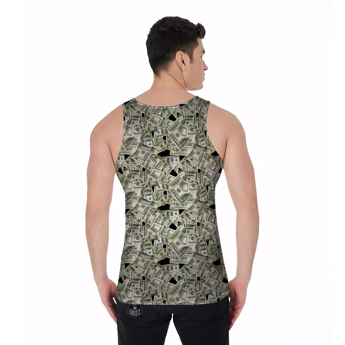 American Money US Dollars Print Pattern Men's Tank Top-grizzshop