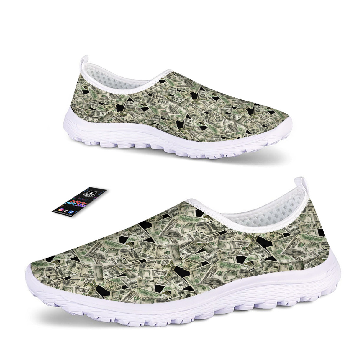 American Money US Dollars Print Pattern Nurse Shoes-grizzshop