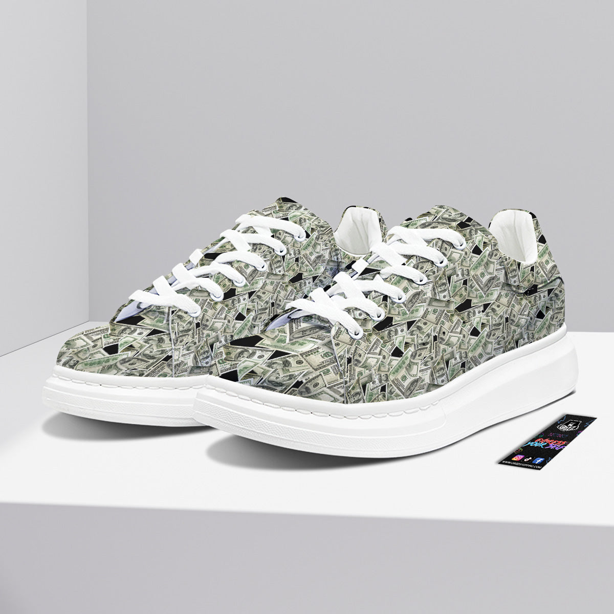 American Money US Dollars Print Pattern Platform Shoes-grizzshop