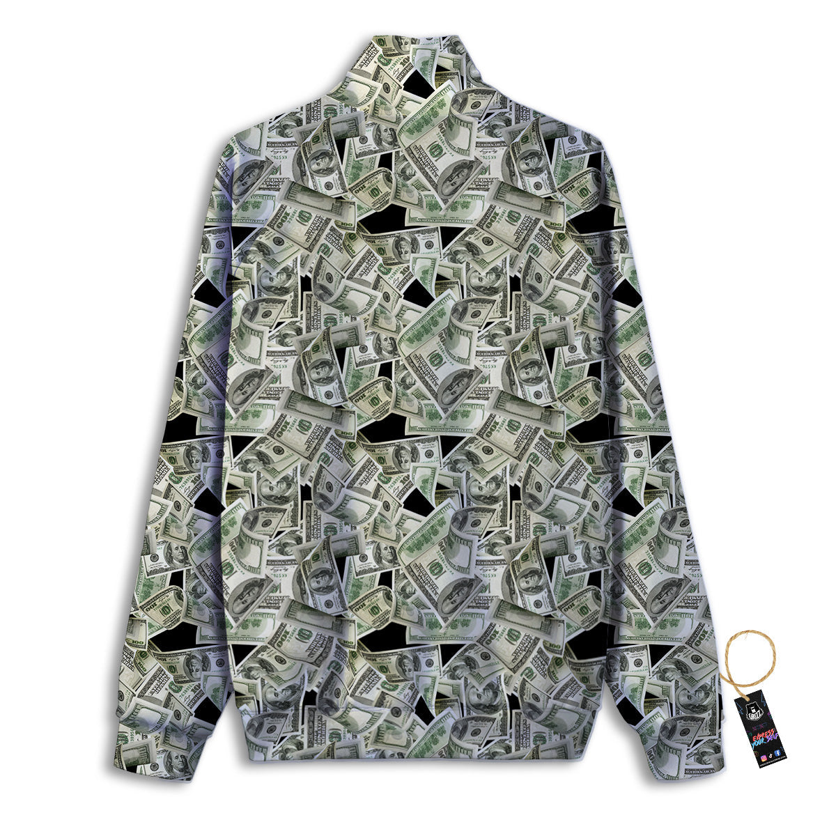 American Money US Dollars Print Pattern Track Jacket-grizzshop