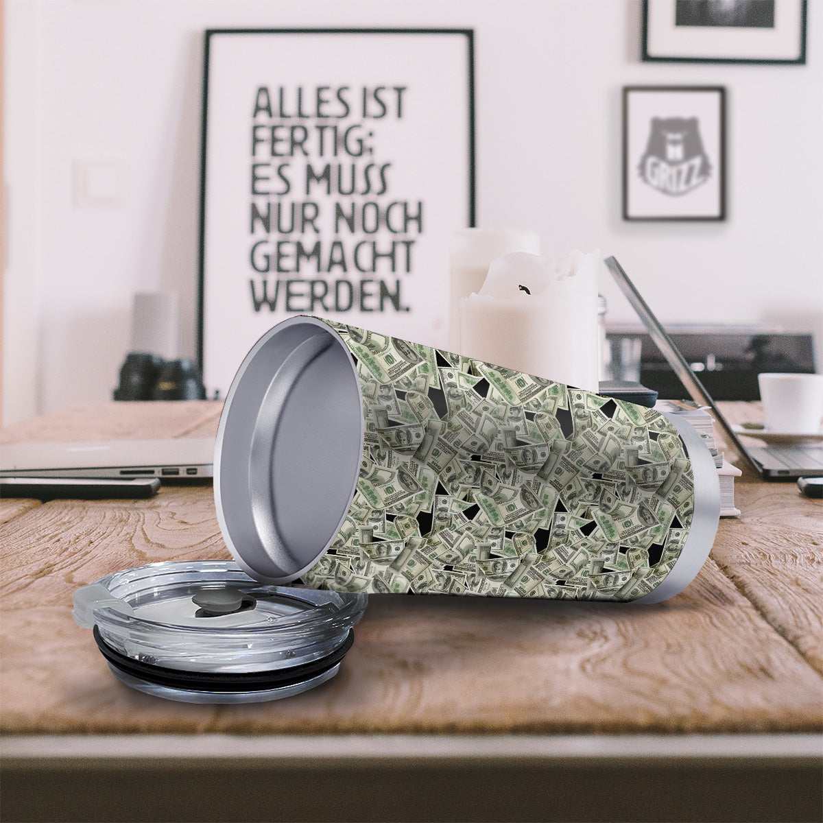 American Money US Dollars Print Pattern Tumbler-grizzshop