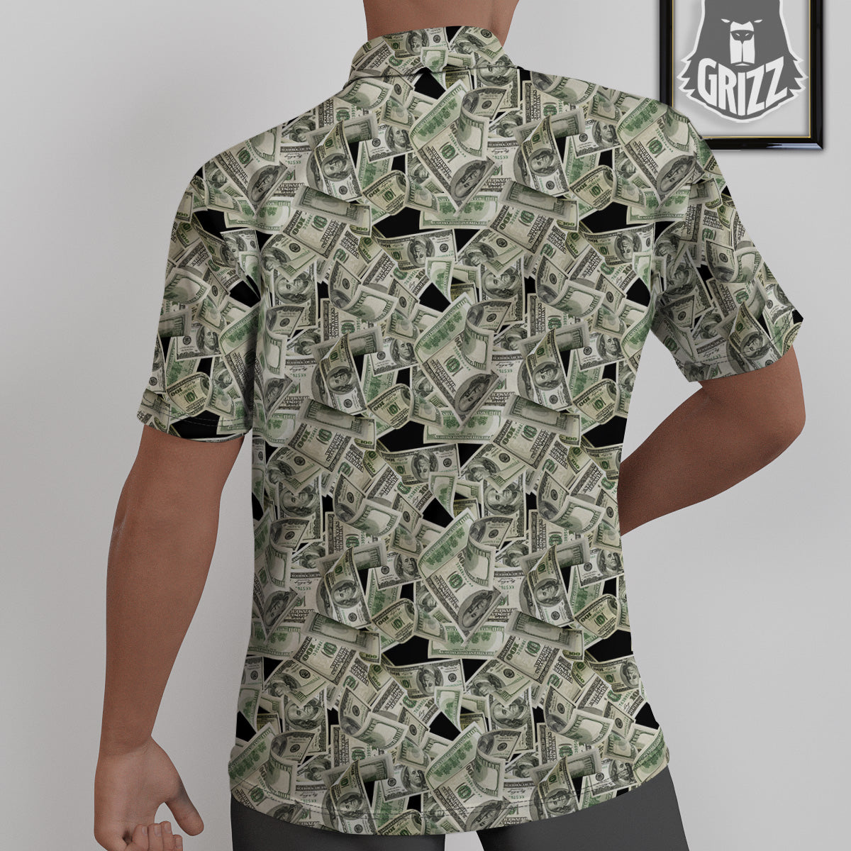 American Money US Dollars Print Pattern Untucked Shirts-grizzshop