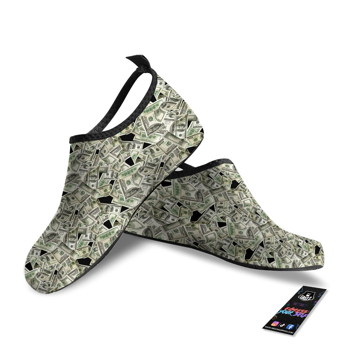 American Money US Dollars Print Pattern Water Shoes-grizzshop