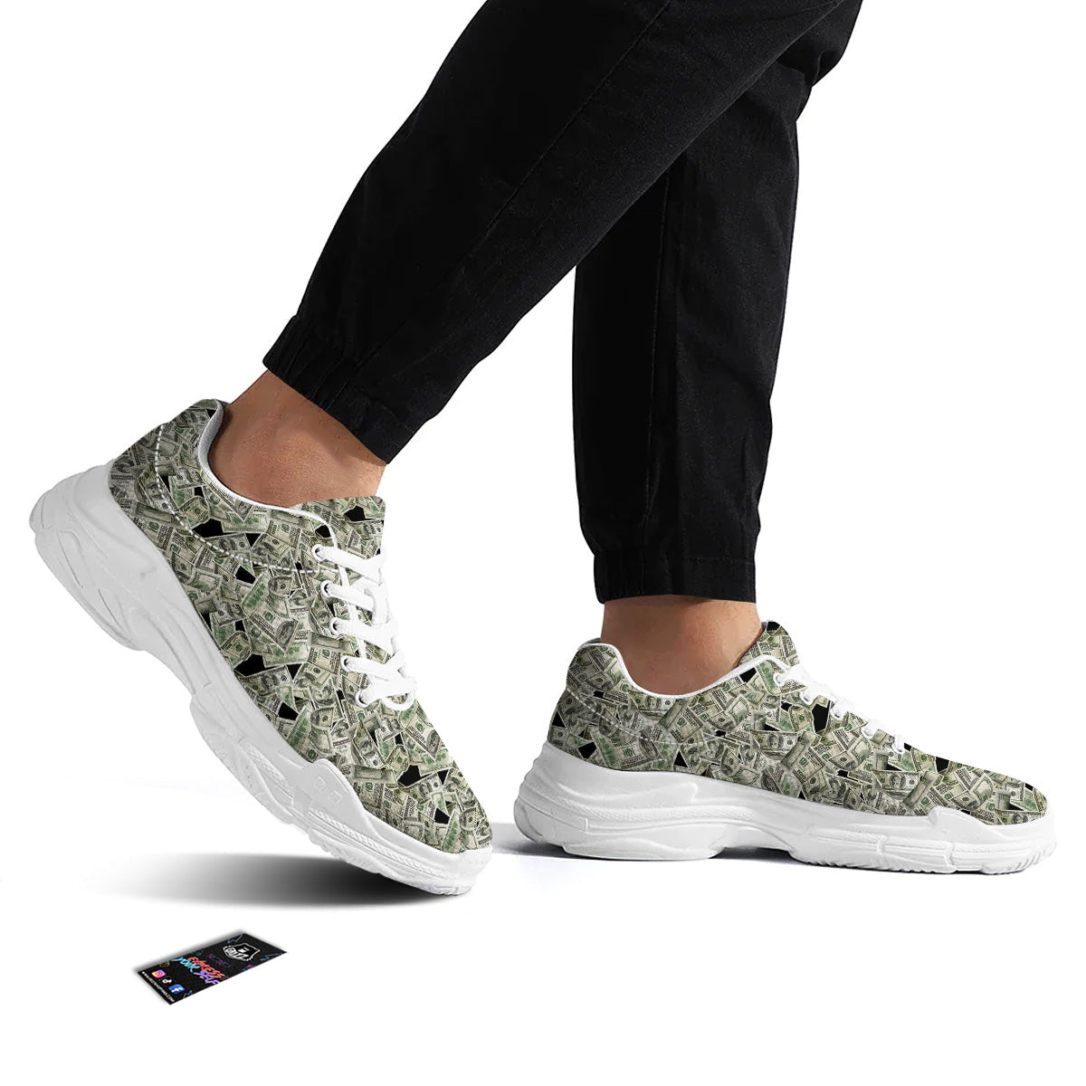 American Money US Dollars Print Pattern White Chunky Shoes-grizzshop